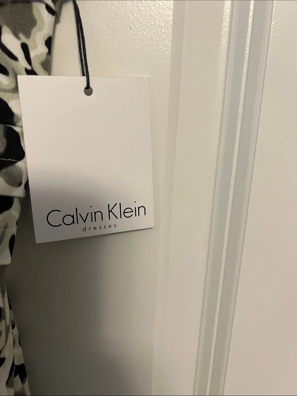 Calvin Klein Black and White Leopard-Print Spaghetti Strap Mini Dress